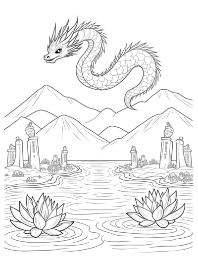 Majestic Cloud Dragon Over Serene Lake