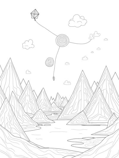 Triangular Landscape with Floating Kites
