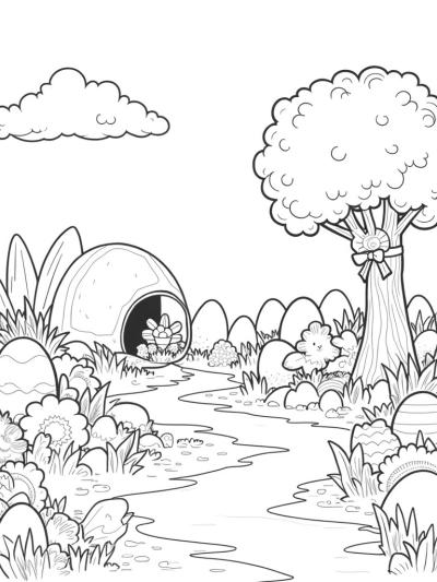 Secret Bunny Burrow in a Colorful Garden