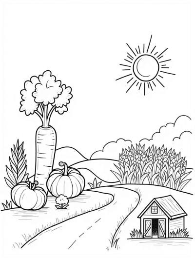 Giant Vegetables and a Tiny Red Barn