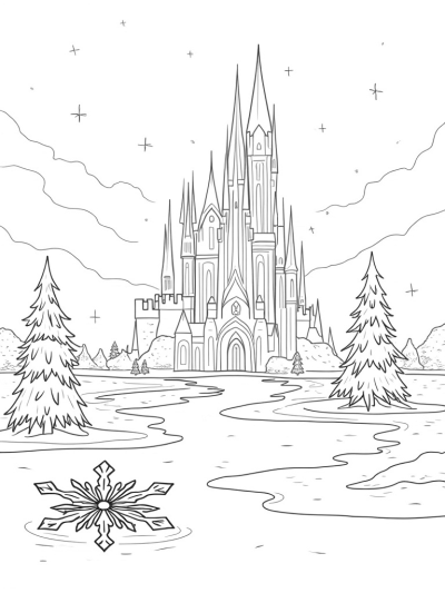 Majestic Ice Palace Under a Starry Sky