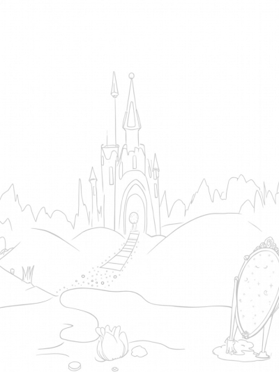 Magical Castle with Crown Turrets and Gemstone Path