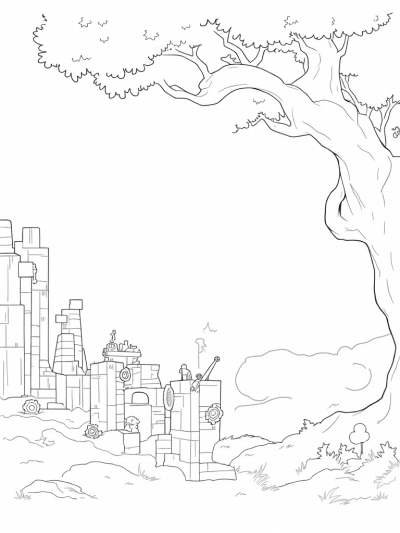 Colossal Tree with Gears and a Titan