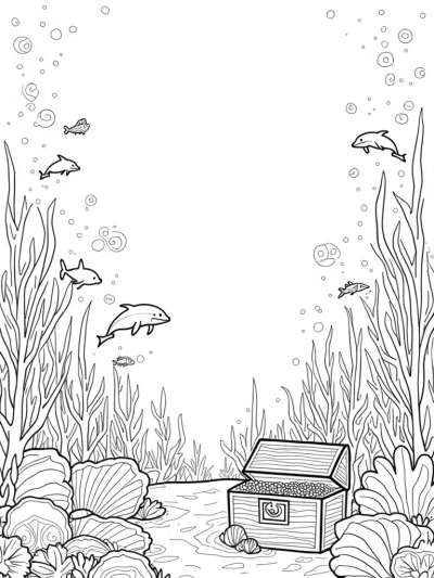 Underwater Garden with Musical Coral and Playful Dolphins