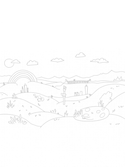 Rolling Hills of Paint Tubes and a Giant Paint Palette