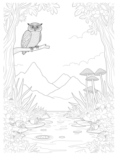 Giant Owl in a Jungle Canopy