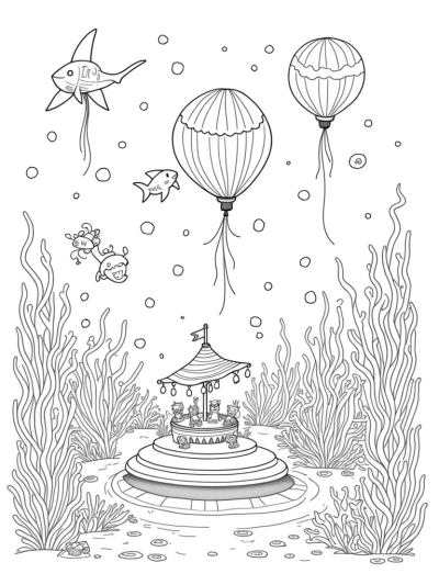 Underwater Carnival with Shark Balloons and Shell Carousel