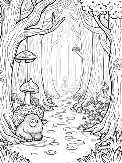 Enchanted Forest with Gruffalo and Whimsical Creatures