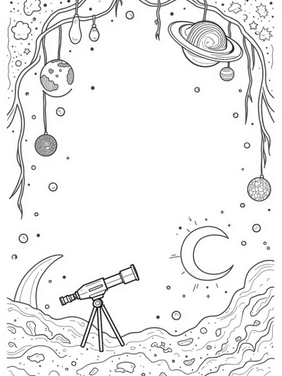 Cosmic Garden with Planets and a Telescope