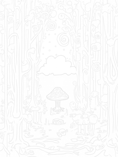 Enchanted Forest with Giant Acorn and Woodland Creatures