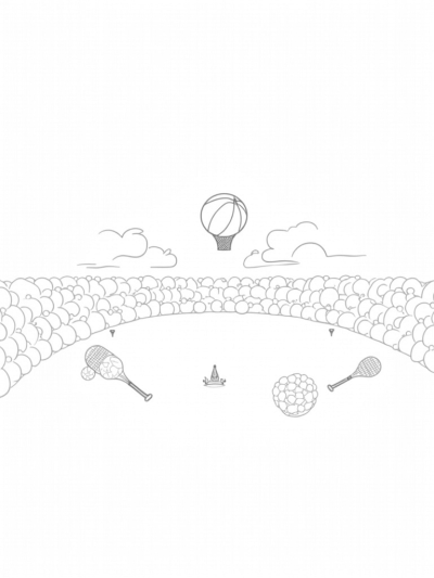 Abstract Sports Arena with Hoops and Ribbons