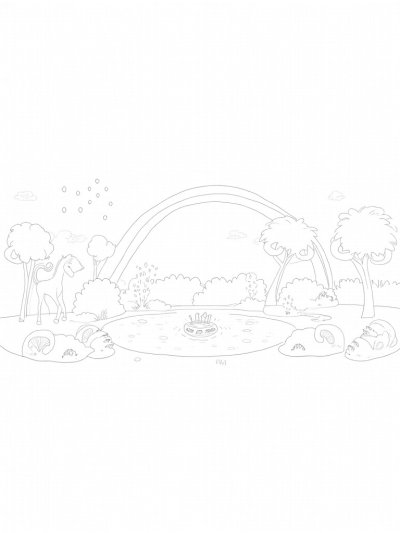 Giant Horseshoe Over a Colorful Meadow