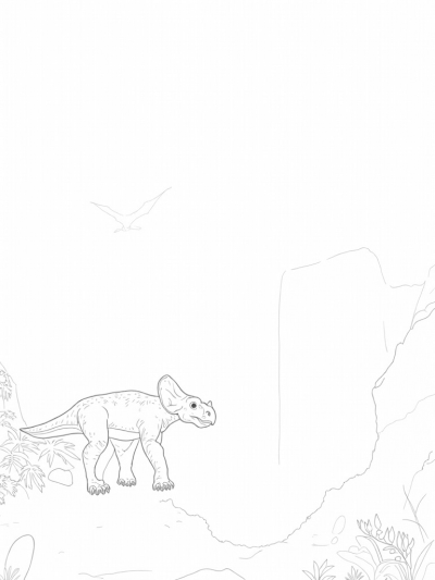 Triceratops in a Prehistoric Jungle