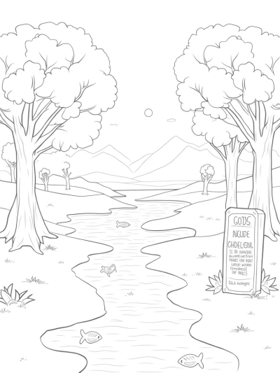 Glowing Fruit Garden with Biblical Symbols