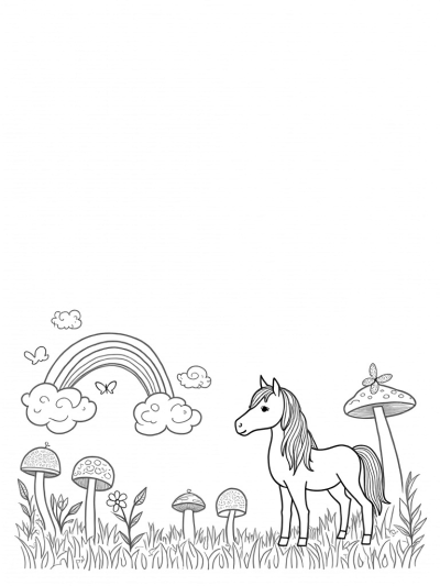 Majestic Pony in a Colorful Meadow