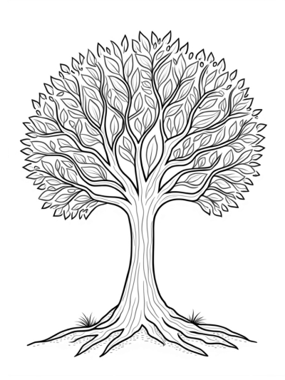 Seasonal Tree with Flowers, Leaves, and Snow