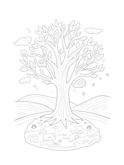 Four Seasons Tree with Whimsical Branches