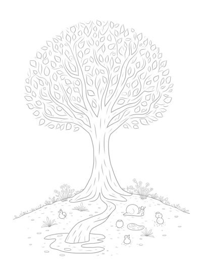 Four Seasons Tree with Spring, Summer, Autumn, and Winter