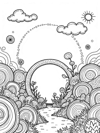 Oversized Circles in a Whimsical Garden