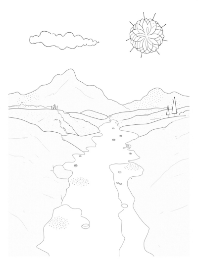 Geometric Hills and a Colorful River