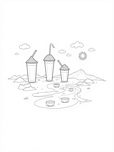 Boba Tea Skyline with Fruity Bridges