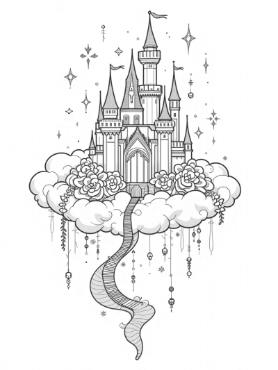 Enchanted Castle on a Floating Cloud
