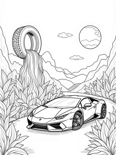 Futuristic Automotive Garden with Lamborghini Flowers