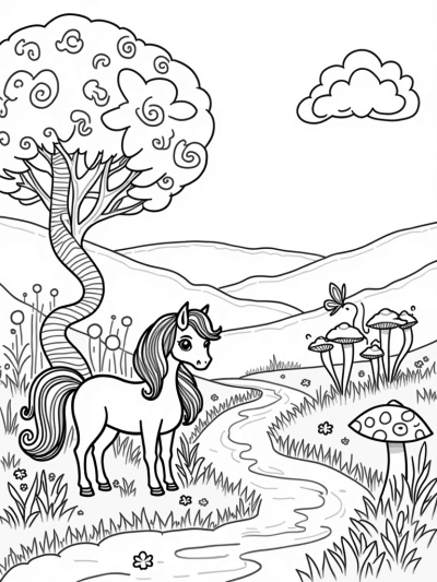 Majestic Pony in a Colorful Meadow