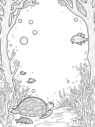 Underwater Forest with Coral Trees and Playful Dolphins