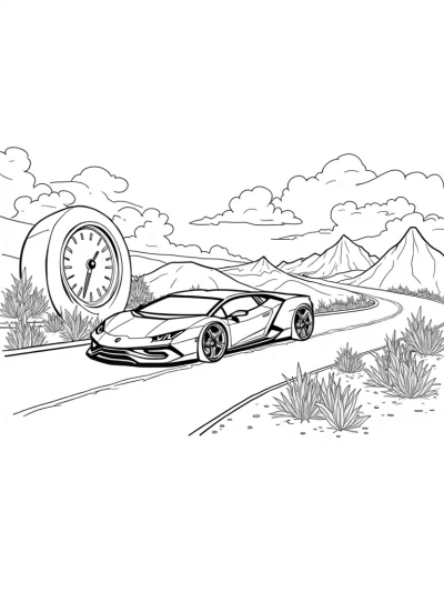 Futuristic Lamborghini on a Twisting Road