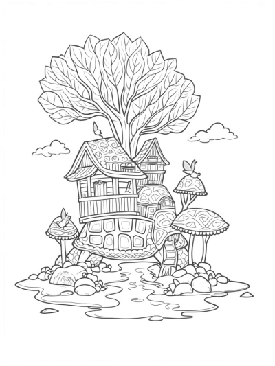 Treehouse Village on a Giant Tortoise Shell