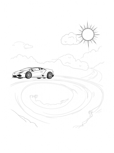 Sleek Lamborghini on a Spiraling Racetrack