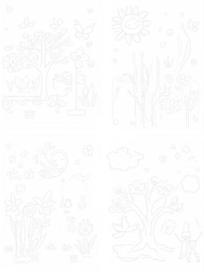 Seasonal Garden with Spring Flowers, Summer Sun, Autumn Leaves, and Winter Snowman