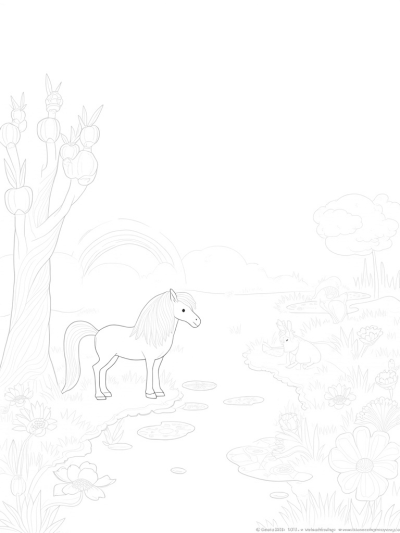 Colorful Ponies in a Dreamy Meadow