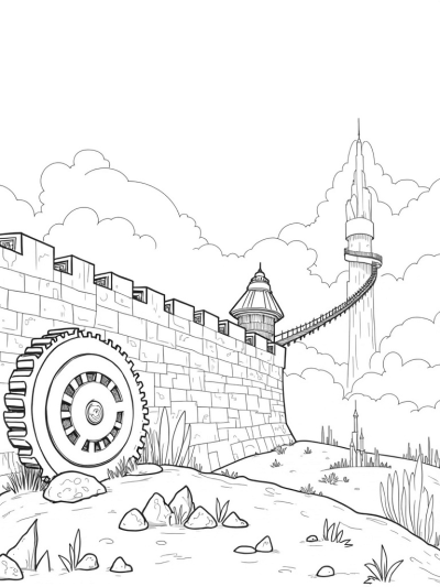 Titan's Wall with Colossal Gear and Broken Arrows