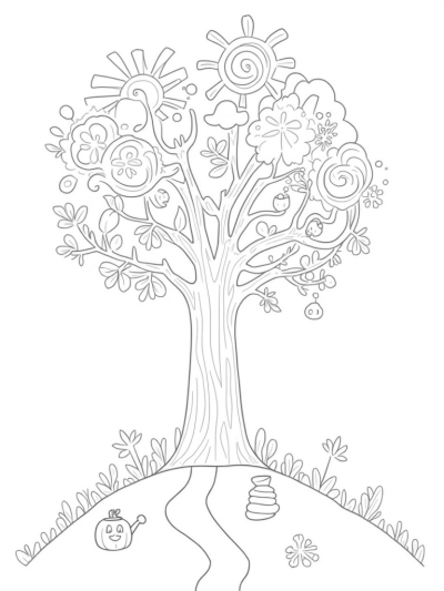 Four Seasons Tree with a Winding Path