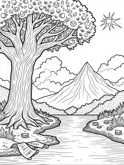 The Ancient Tree and Glowing Fruit