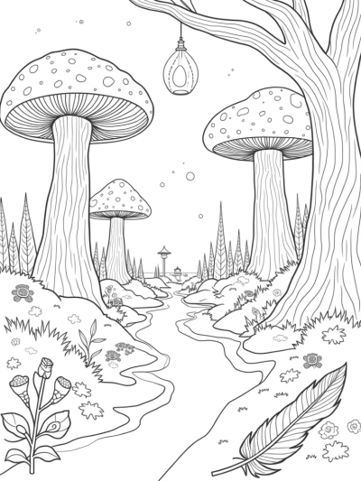 Oversized Mushrooms and a Sparkling Stream