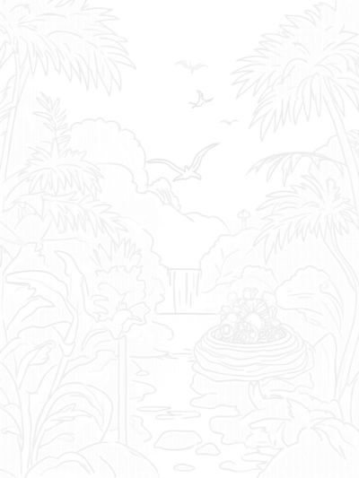 Prehistoric Jungle with Dinosaur Footprint and Pterodactyls