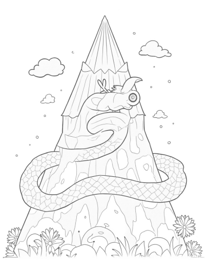 Colossal Dragon Coiled Around a Mountain Peak