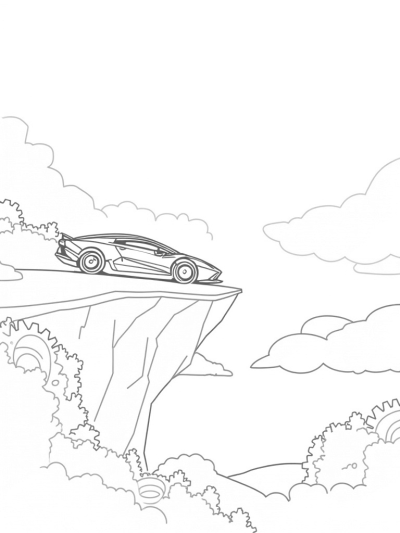 Futuristic Lamborghini on a Glowing Cliff