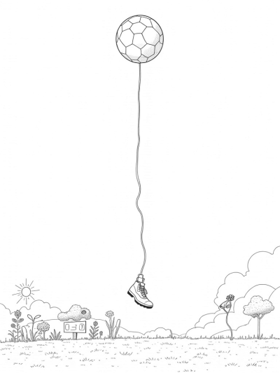 Floating Soccer Ball and Oversized Cleats
