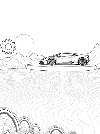 Futuristic Lamborghini on a Floating Platform