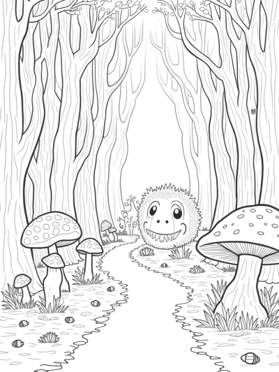 Whimsical Forest with Gruffalo's Head Rock