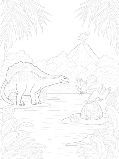 Stegosaurus in a Lush Prehistoric Jungle