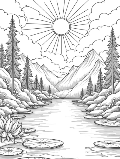 Colossal Dragon Embracing a Sparkling Lake