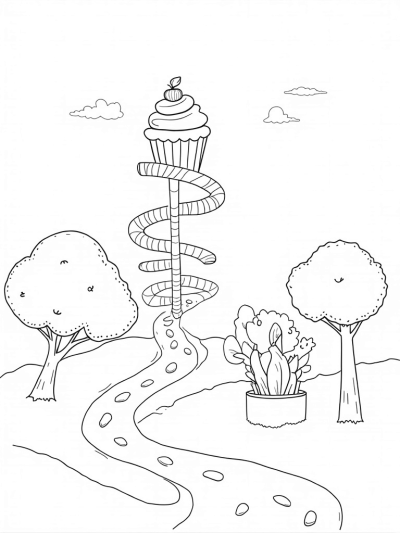 Giant Fruit Orchard with a Cupcake Lookout