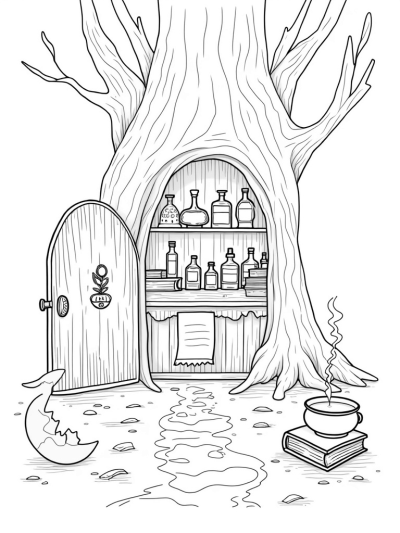 Potion Shop in a Twisted Tree Trunk