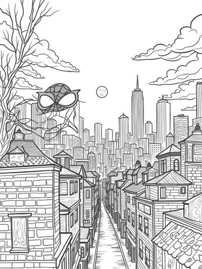 Twisted Skyscrapers and a Giant Web at Dusk