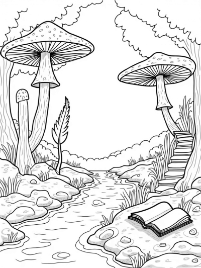 Colossal Mushrooms and a Sparkling Stream